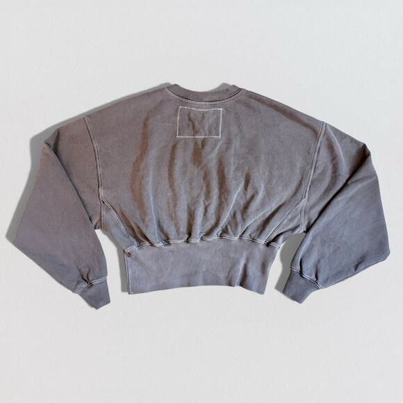 People of Leisure Organic Cotton Cropped Sweatshirt M Gray Cinched Sustainable - Picture 2 of 8